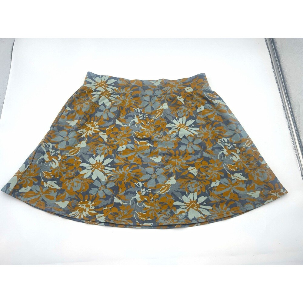 Pact women’s organic cotton Fit & Flare Mini Skirt M blue/mustard yellow active